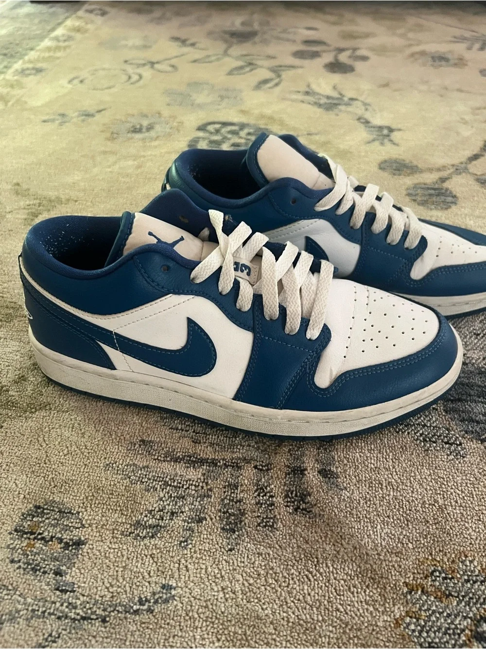 Jordan Kids' Teal and White Low-Top Sneakers